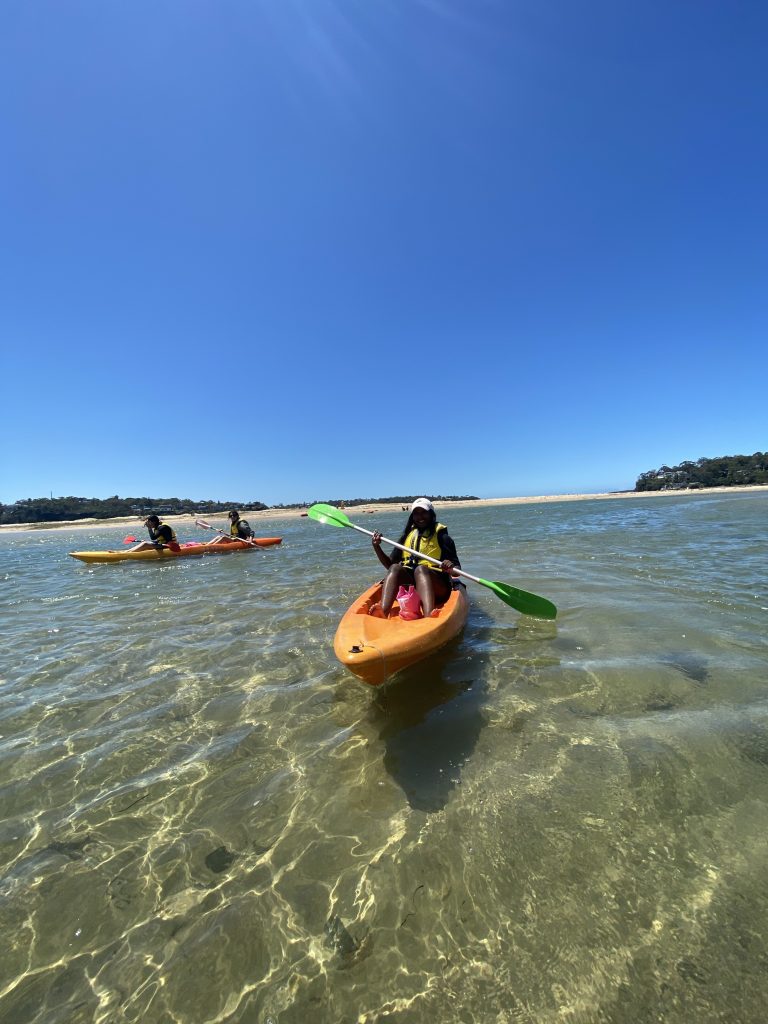 Kayaking along Cabbage Tree Inlet at Bundeena. 