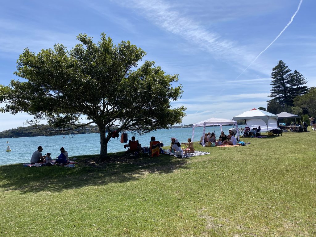 People picnicking at Bonnie Vale picnic grounds in Bundeena